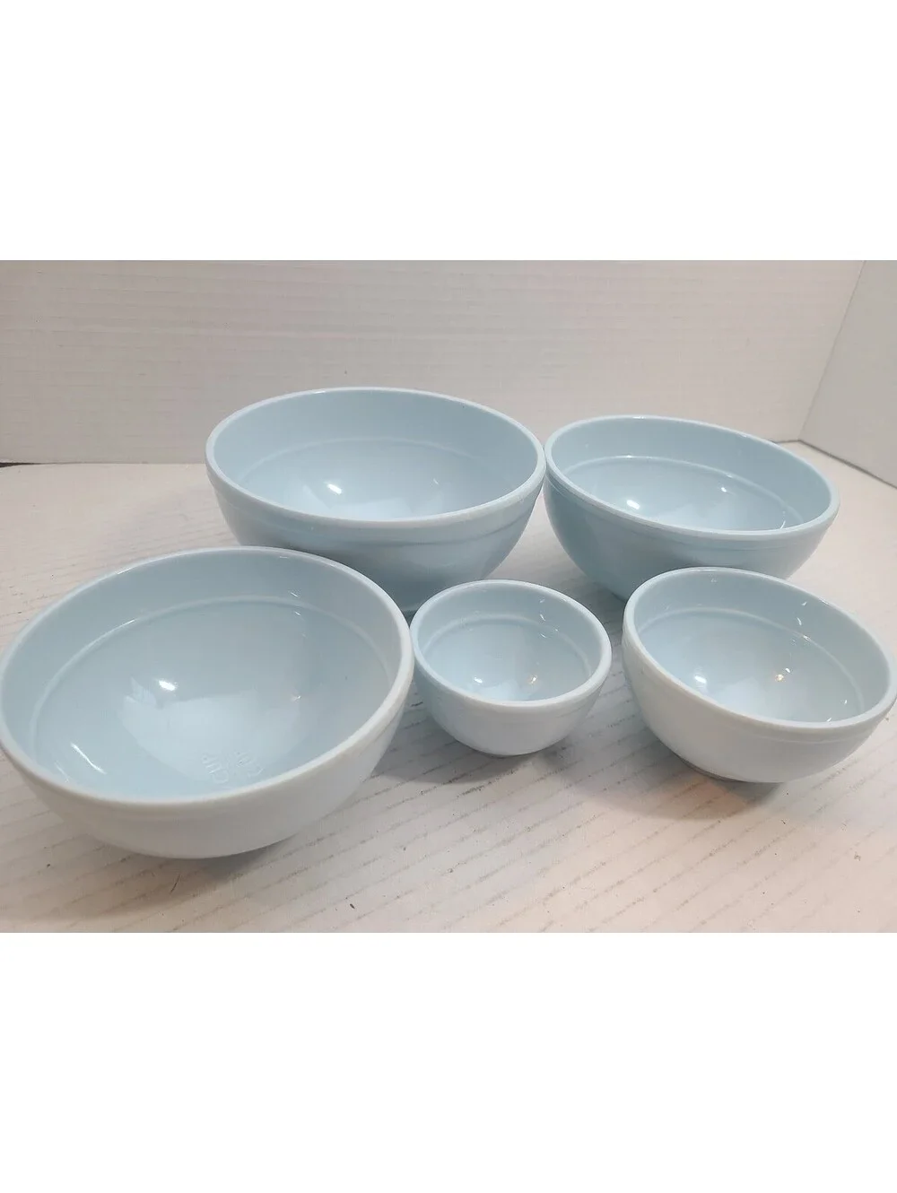 Set of 5 Melamine Light Blue Measuring Cup Nesting Bowls